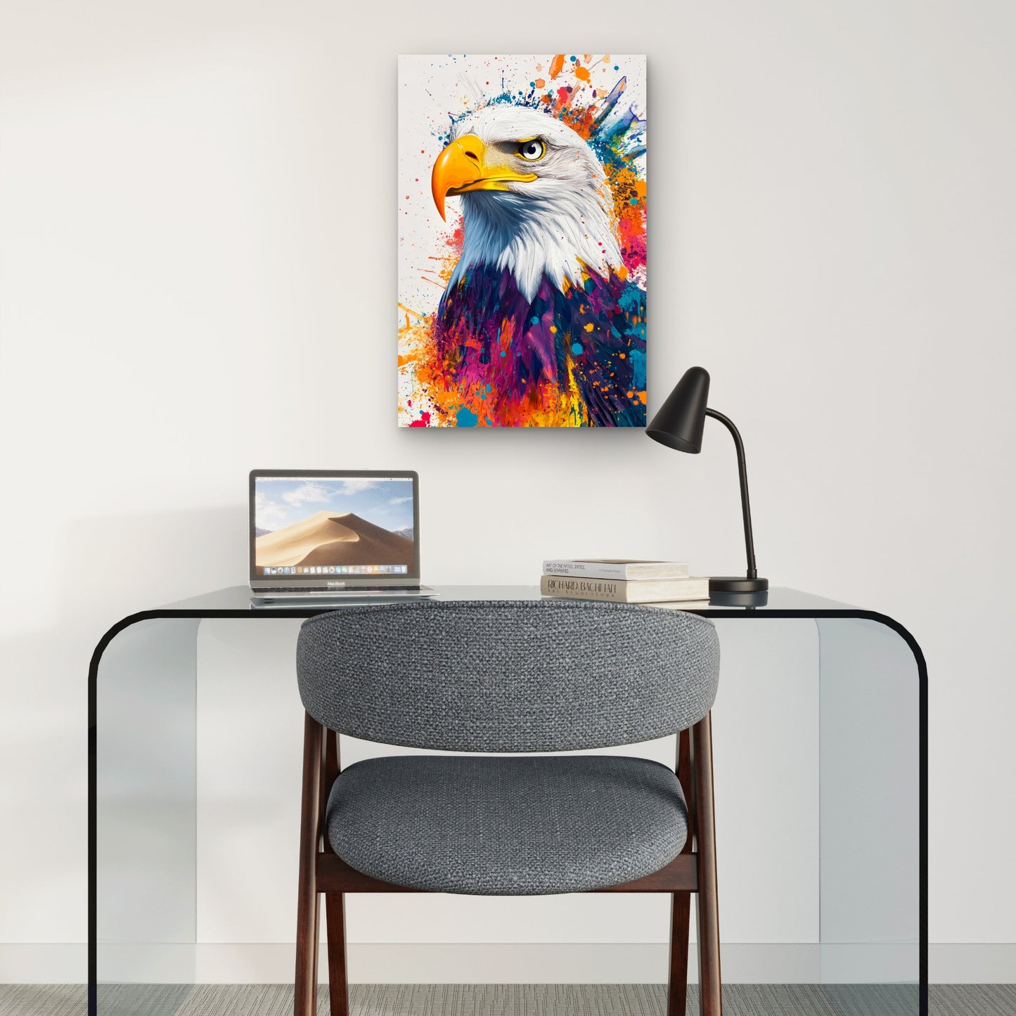 American Bald Eagle Watercolor Splash Paint 40x60cm Metal Print Ready to Hang