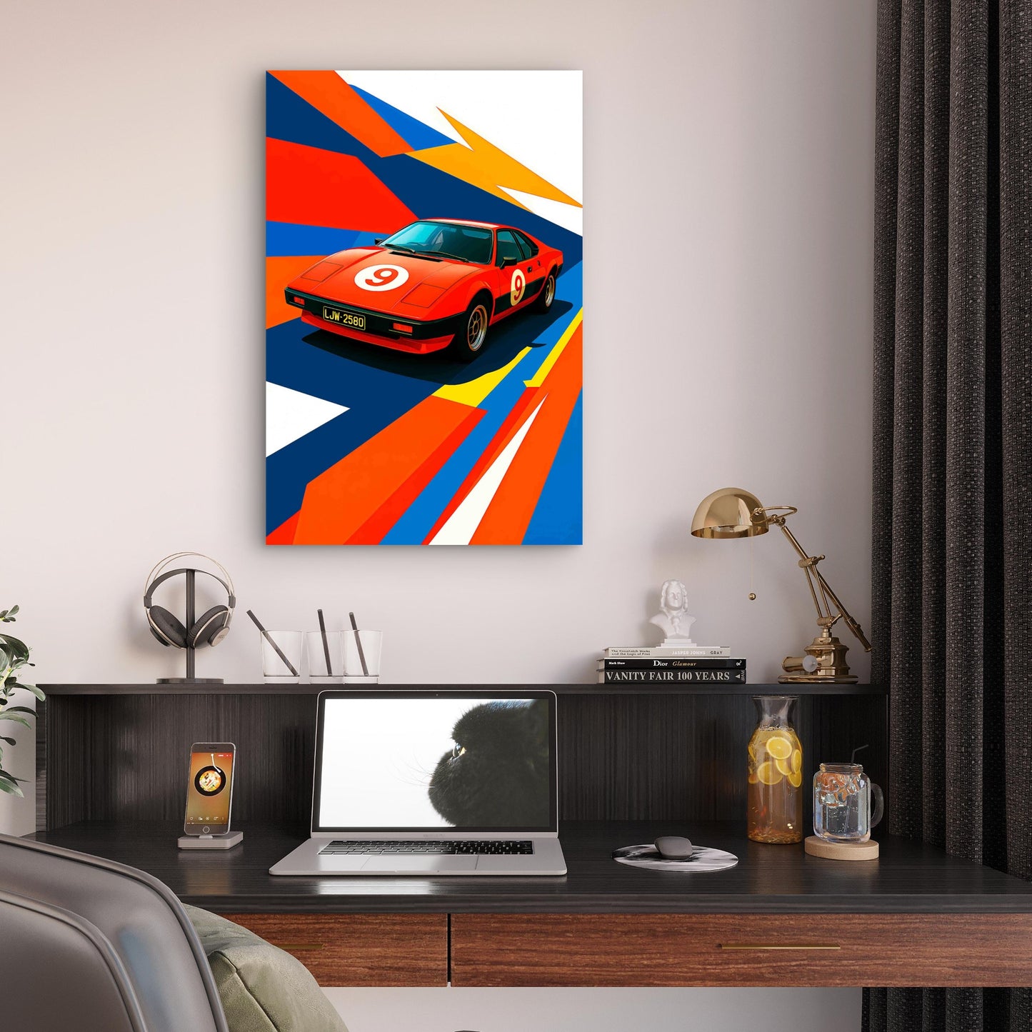 Bold Geometric Motorsport 40x60cm Metal Print Ready to Hang