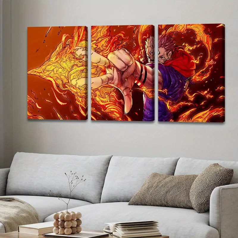 3pcs Fashion Anime Comic Art Character Wall Art Set Canvas Framed 40x60cm - High Quality Print 100% Australian Made Wall Canvas Ready to Hang