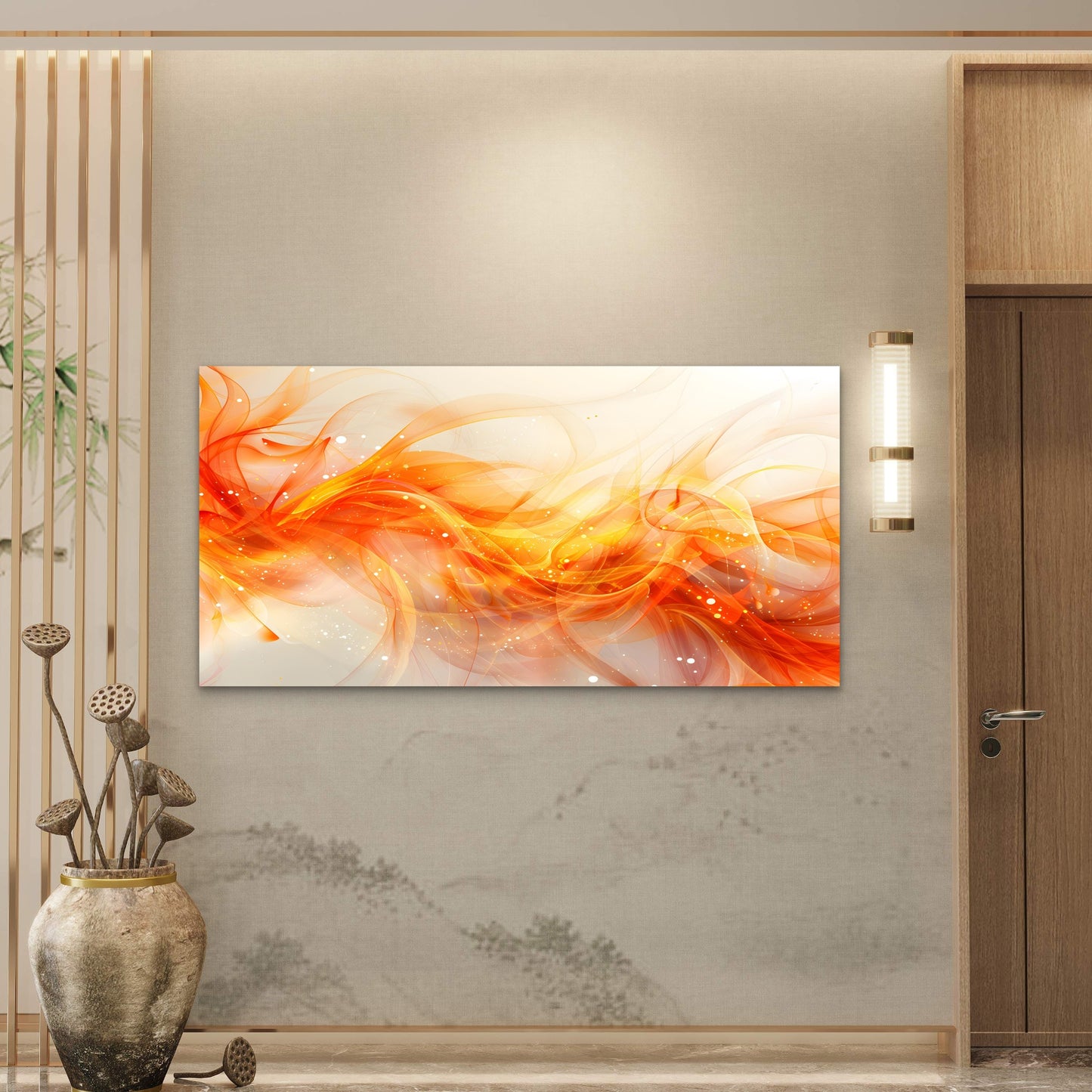 Fiery Abstract Energy Flow Wall Art Canvas Office Home Room Framed 120x60cm