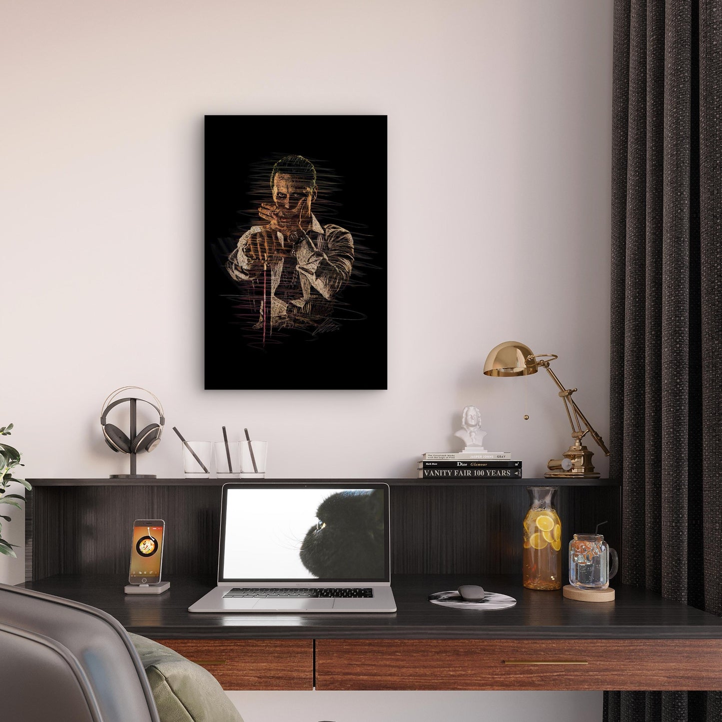 Ominous Gilded Tattooed Villain 40x60cm Metal Print Ready to Hang