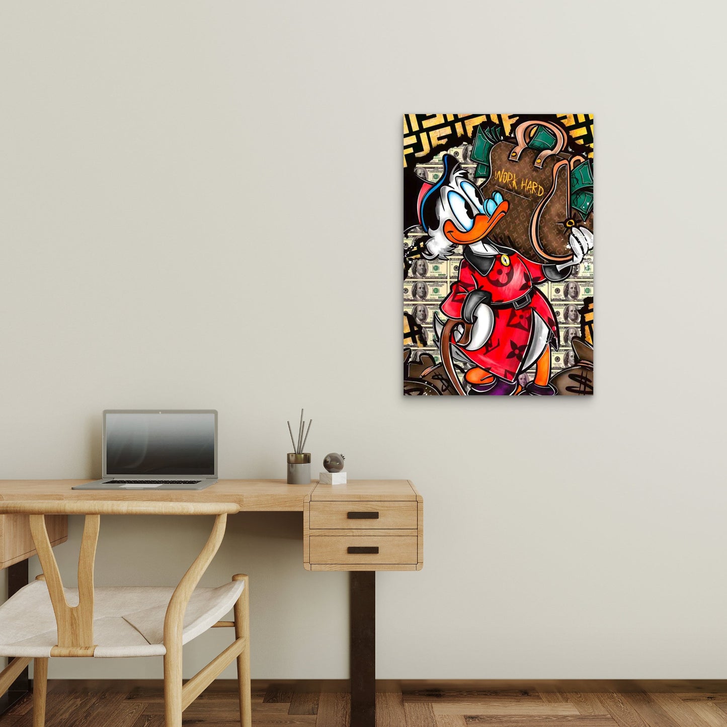 Businessman Duck Premier Graffiti 40x60cm Metal Print Ready to Hang