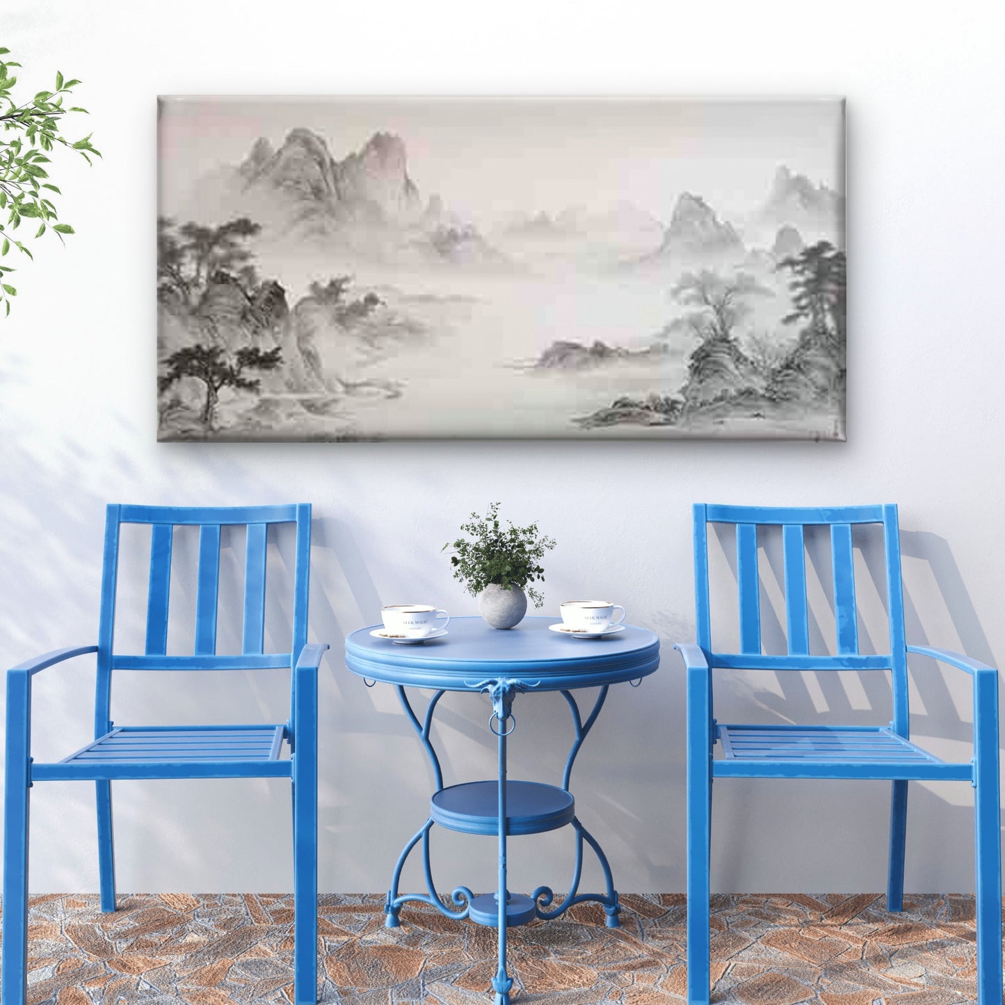 Chinese Landscape Abstract Ink Wall Art Canvas Office Home Room Framed 120x60cm