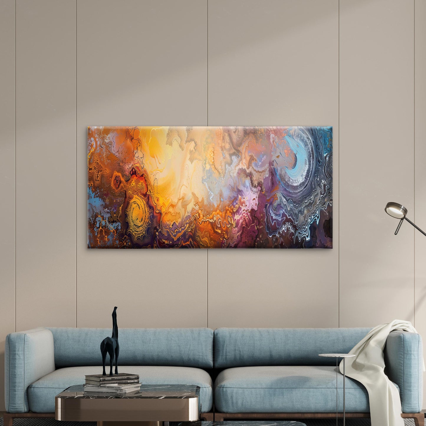 Abstract Fluid Art Painting Wall Art Canvas Office Home Room Framed 120x60cm - Bella Home Decor