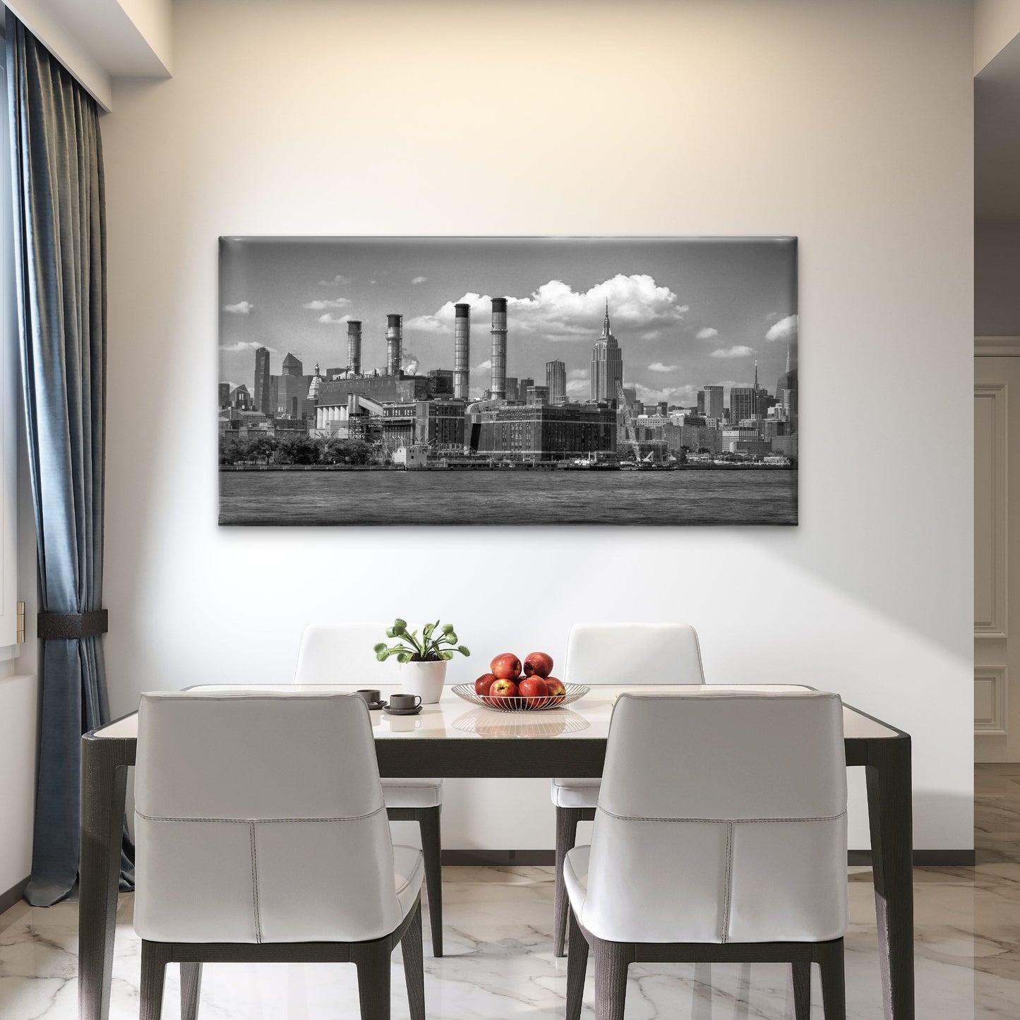 NYC Skyline Black White Wall Art Canvas Office Home Room Framed 120x60cm