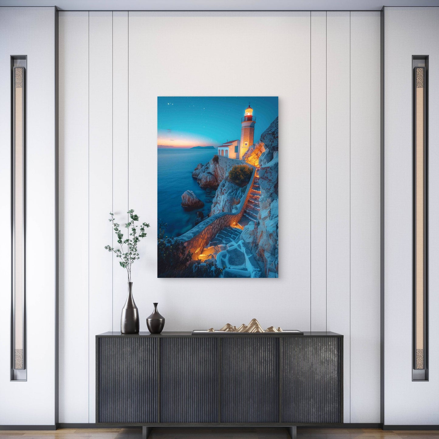 Nature Landscape With Starry Clear Sky 40x60cm Metal Print Ready to Hang