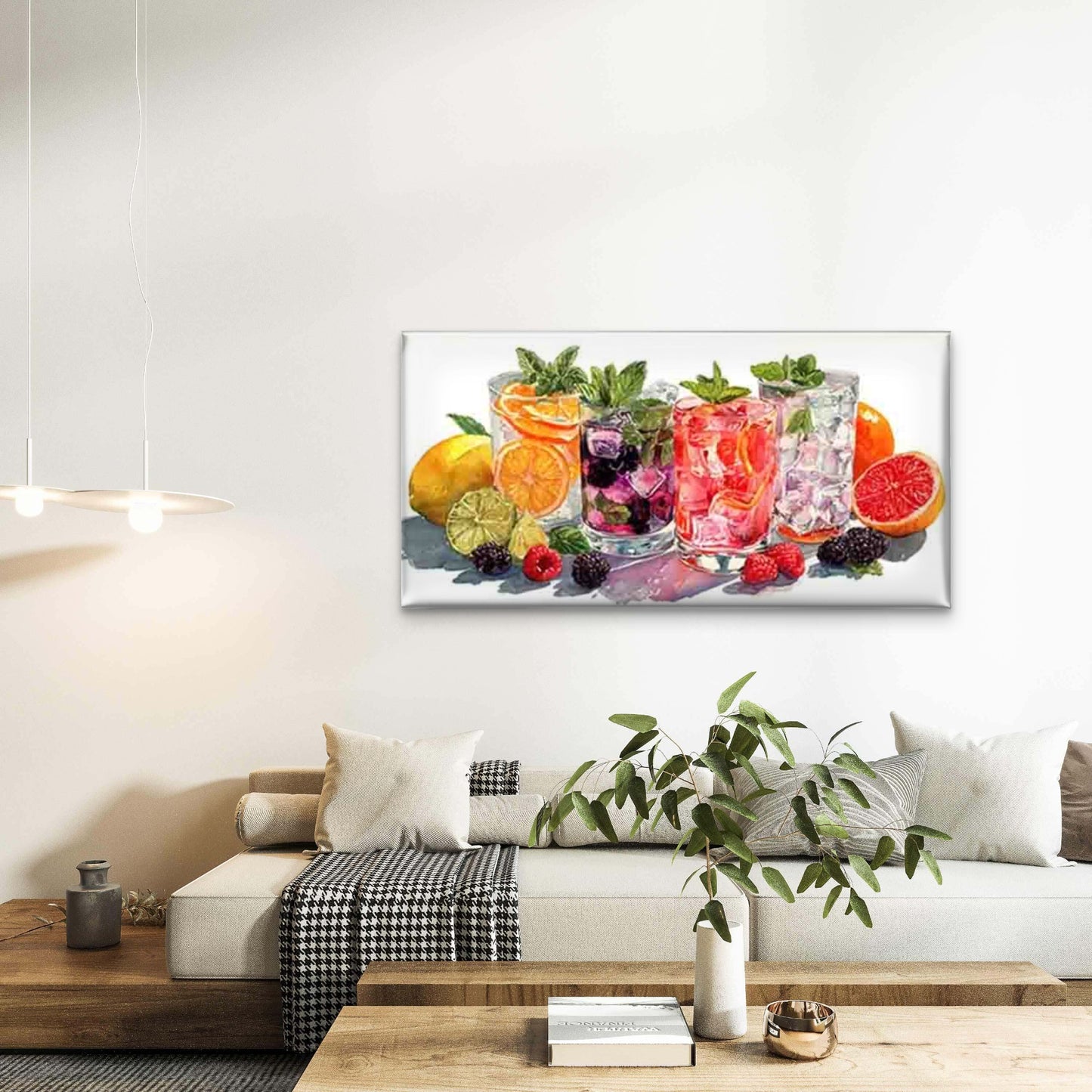 Refreshing Fruity Summer Drinks Wall Art Canvas Office Home Room Framed 120x60cm - Bella Home Decor
