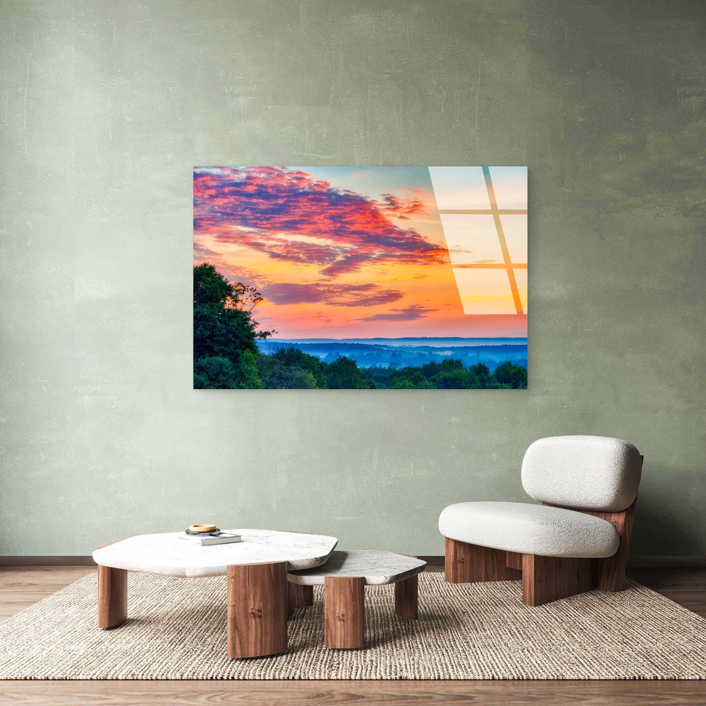 Misty Valley Clouds Hill Acrylic Glass Printing Wall Art Australian Made Quality