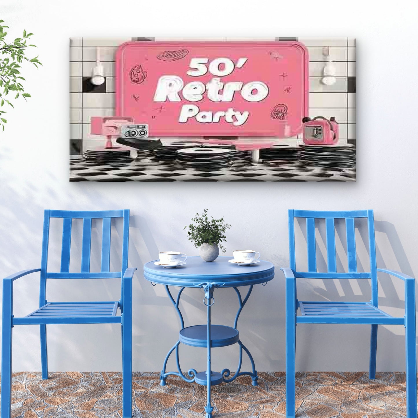 Vintage 50s Party Wall Art Canvas Office Home Room Framed 120x60cm