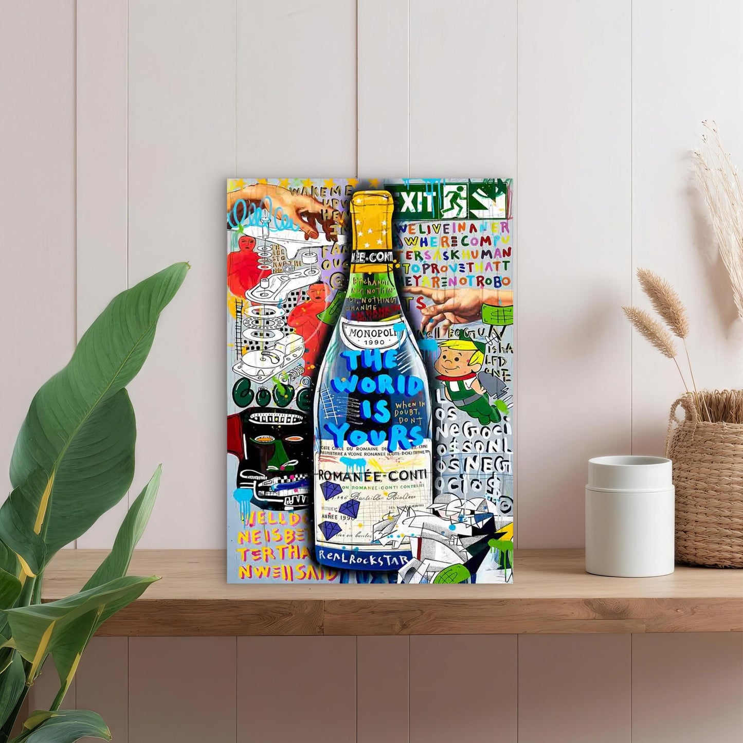 Graffiti Wine Vessel Displayed Openly 40x60cm Metal Print Ready to Hang