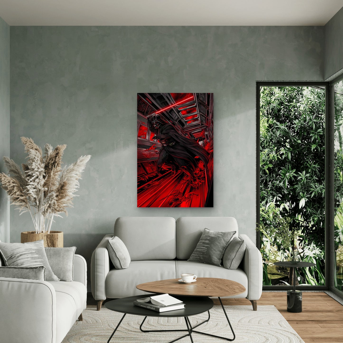 Dark Sci-Fi Crimson Red Laser Sword 60x90cm Metal Print Ready to Hang