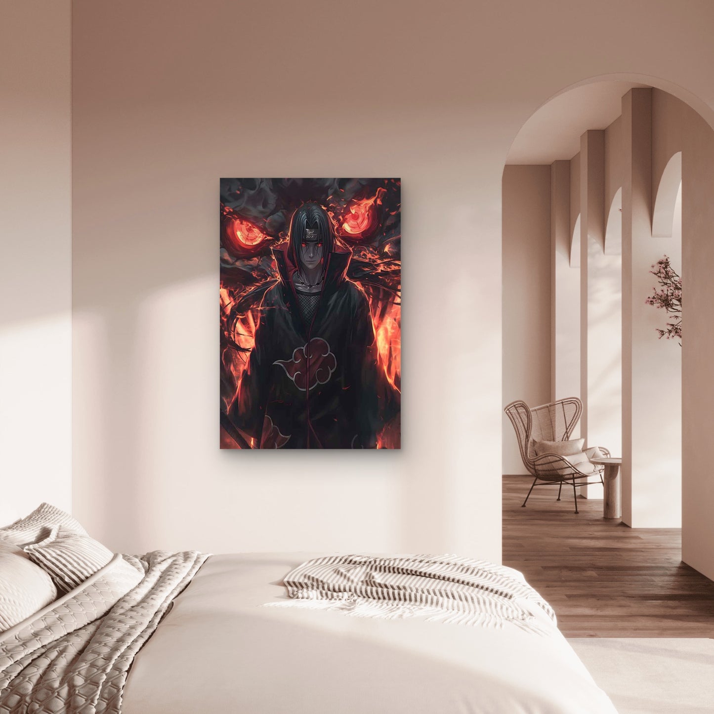 Red Cloud Shadow Anime Ninja Illusion 40x60cm Metal Print Ready to Hang