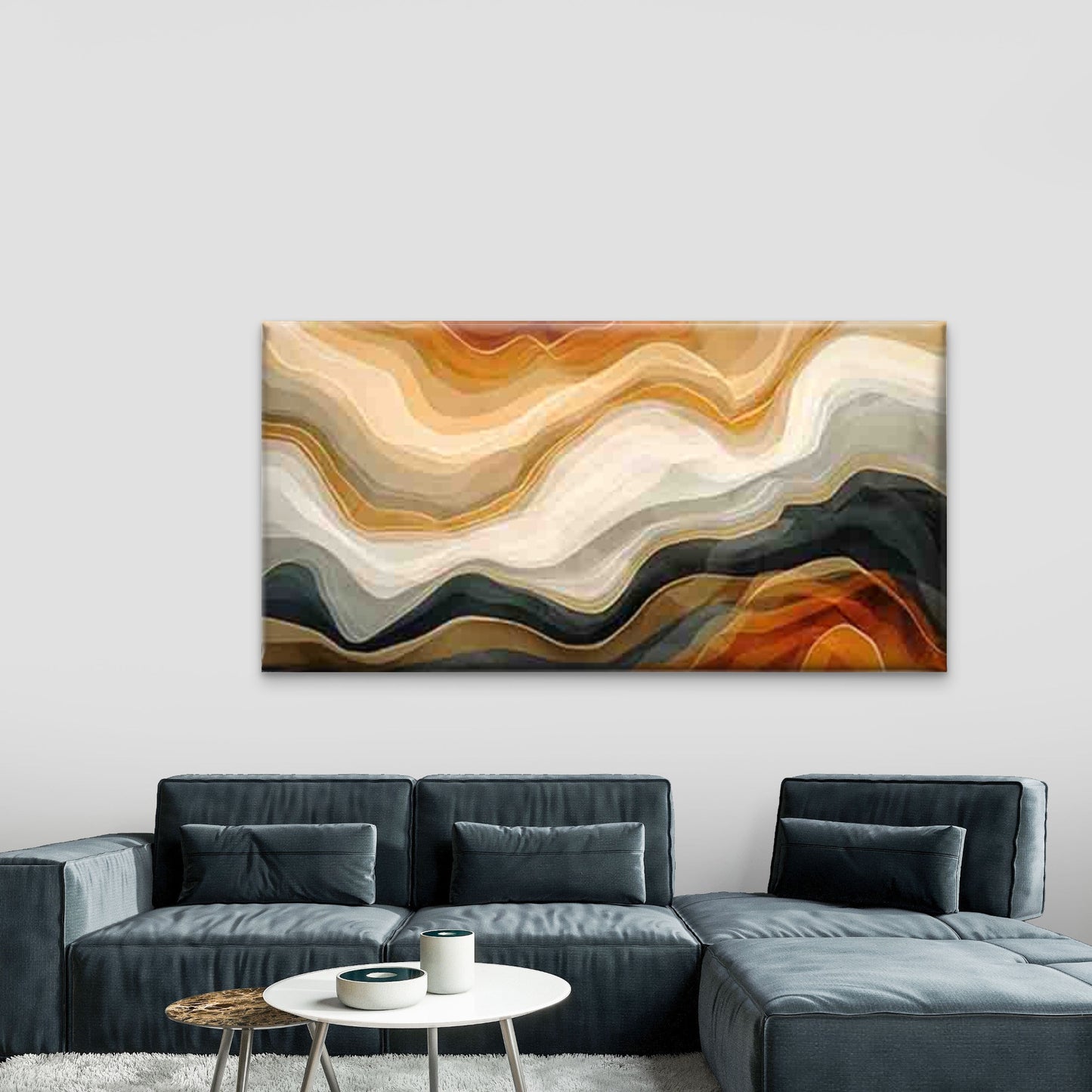 Abstract Wave Pattern Wall Art Canvas Office Home Room Framed 120x60cm - Bella Home Decor