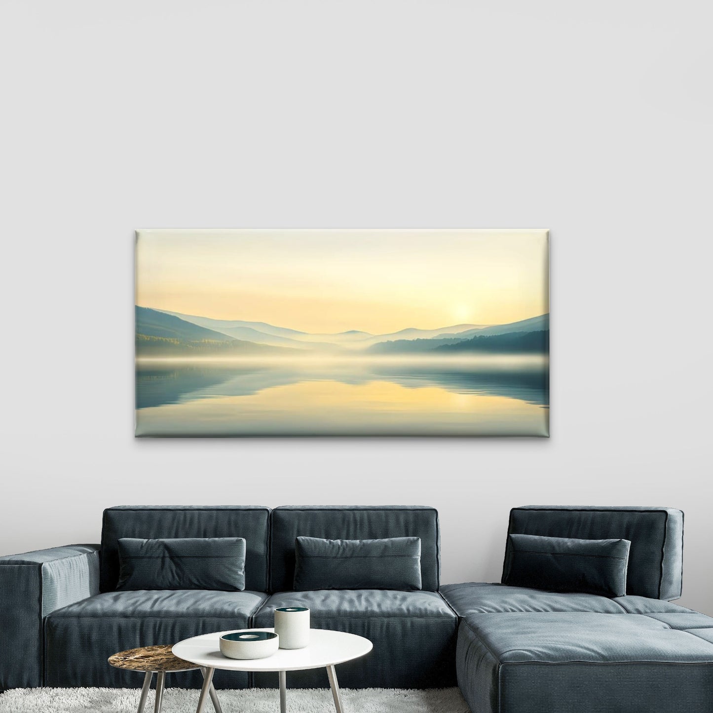 Soft Light Misty Valley Wall Art Canvas Office Home Room Framed 120x60cm - Bella Home Decor