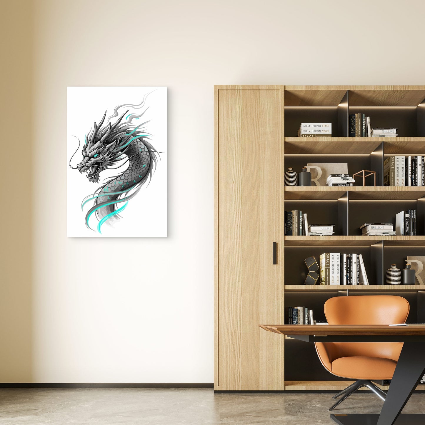 Japanese Dragon Mythical Creature Monster 40x60cm Metal Print Ready to Hang