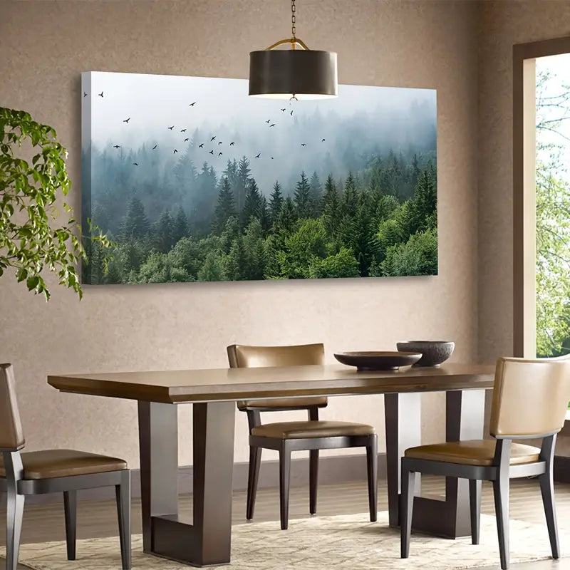 Tropical Virgin Forest Mountain Bird Wall Art canvas office home room framed 120x60cm - Bella Home Decor