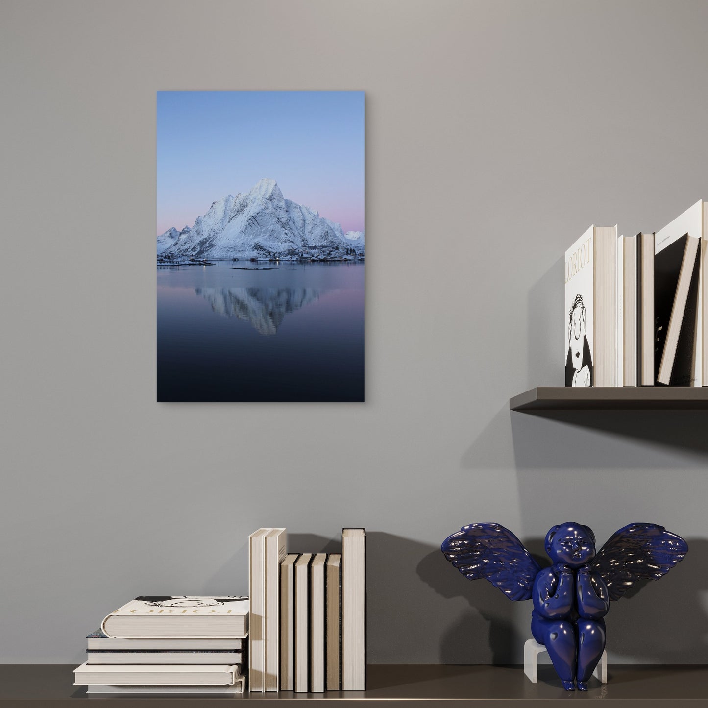 Lofoten Reinebringen Winter Reflection 40x60cm Metal Print Ready to Hang