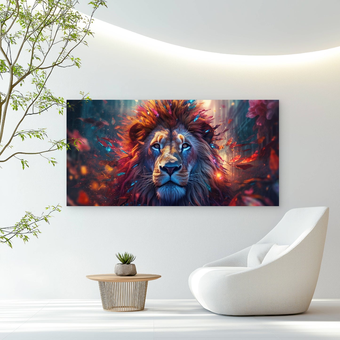 Majestic Lion In Forest Wall Art Canvas Office Home Room Framed 120x60cm