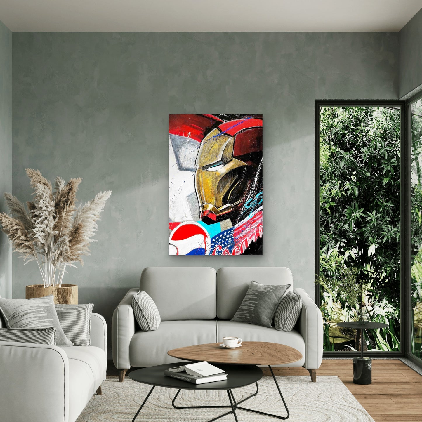 Urban Metallic Gold Mech Graffiti Hero 60x90cm Metal Print Ready to Hang