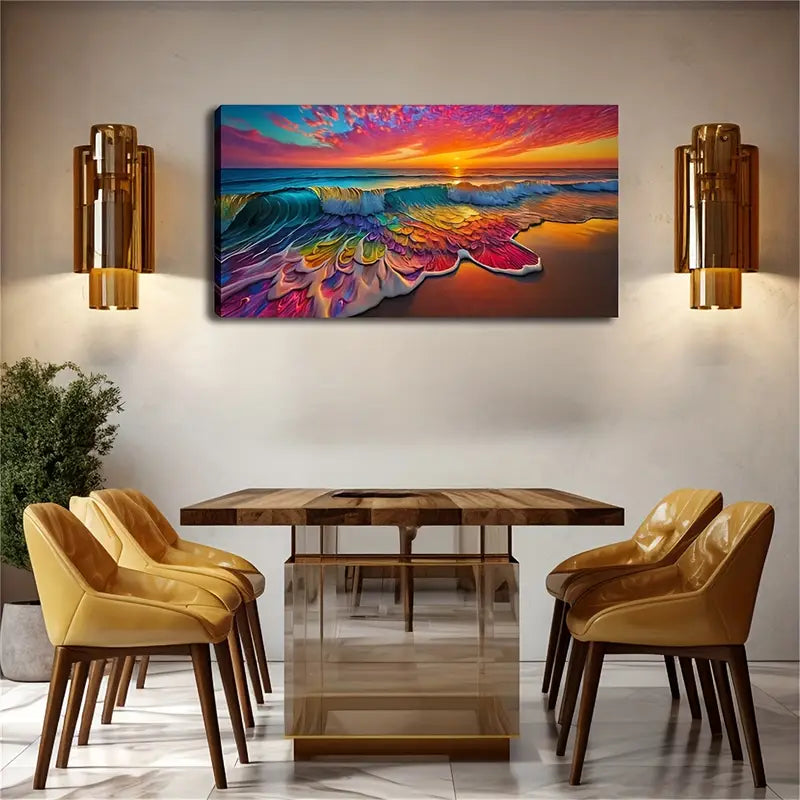 Seven Colors Light Under Sunset Wall Art Canvas Office Home Room Framed 120x60cm - Bella Home Decor