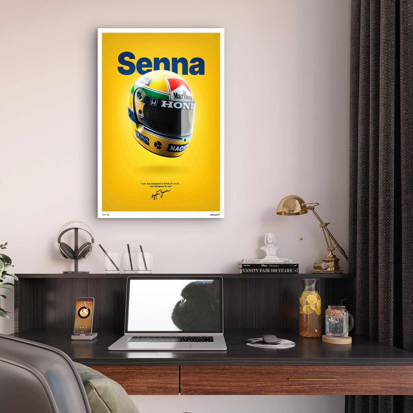 Yellow Motorsport Graphic Art 40x60cm Metal Print Ready to Hang