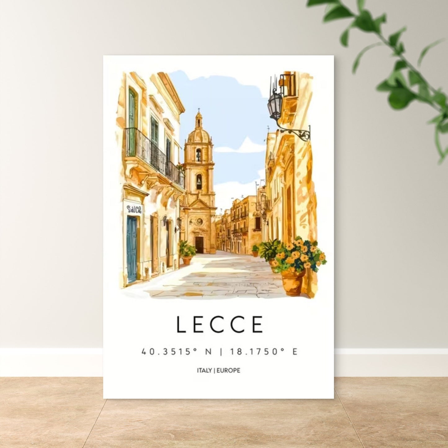 LECCE Italian Cityscape Street Painting Travel Poster Print Wall Art
