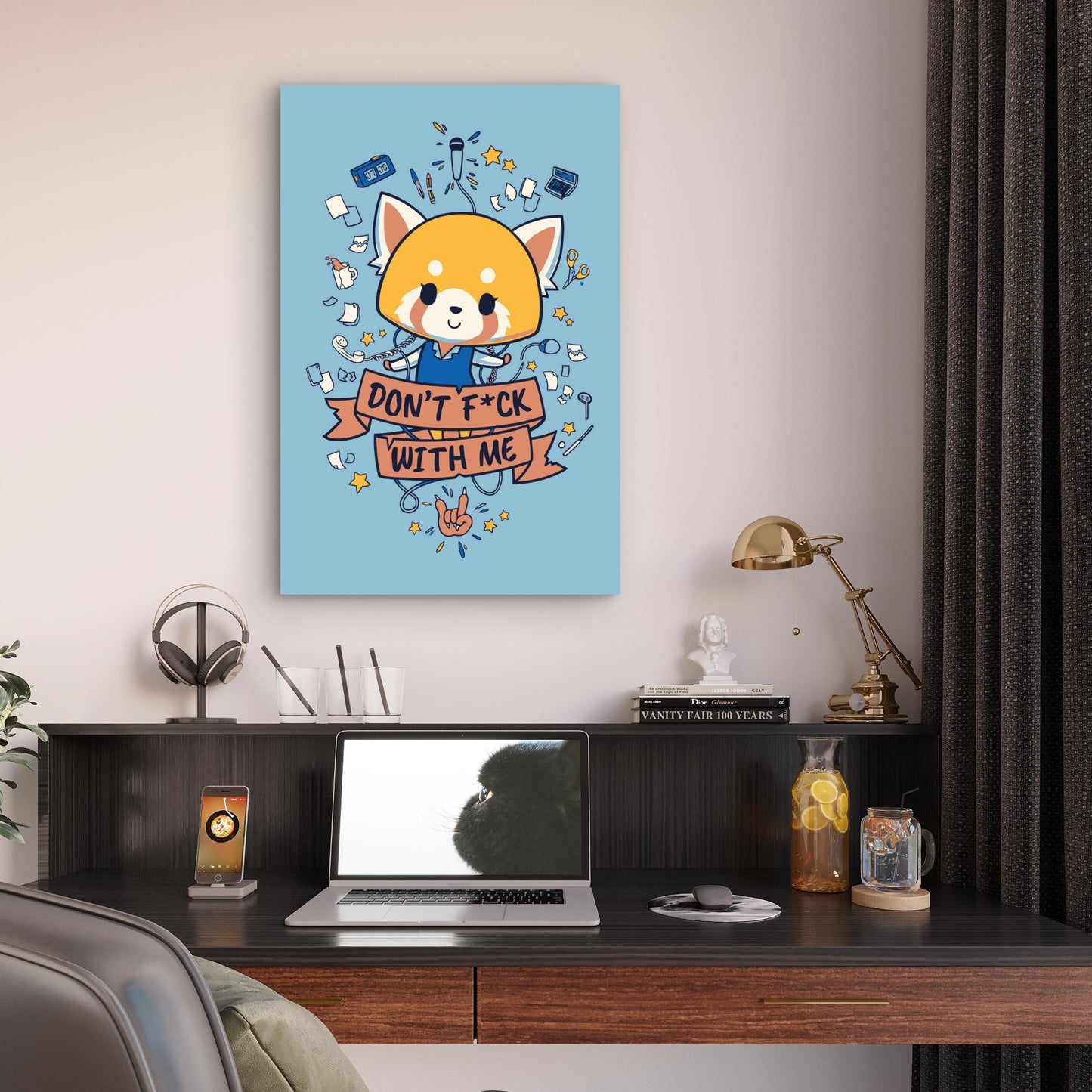 Kawaii Red Panda Sassy Ribbon 40x60cm Metal Print Ready to Hang