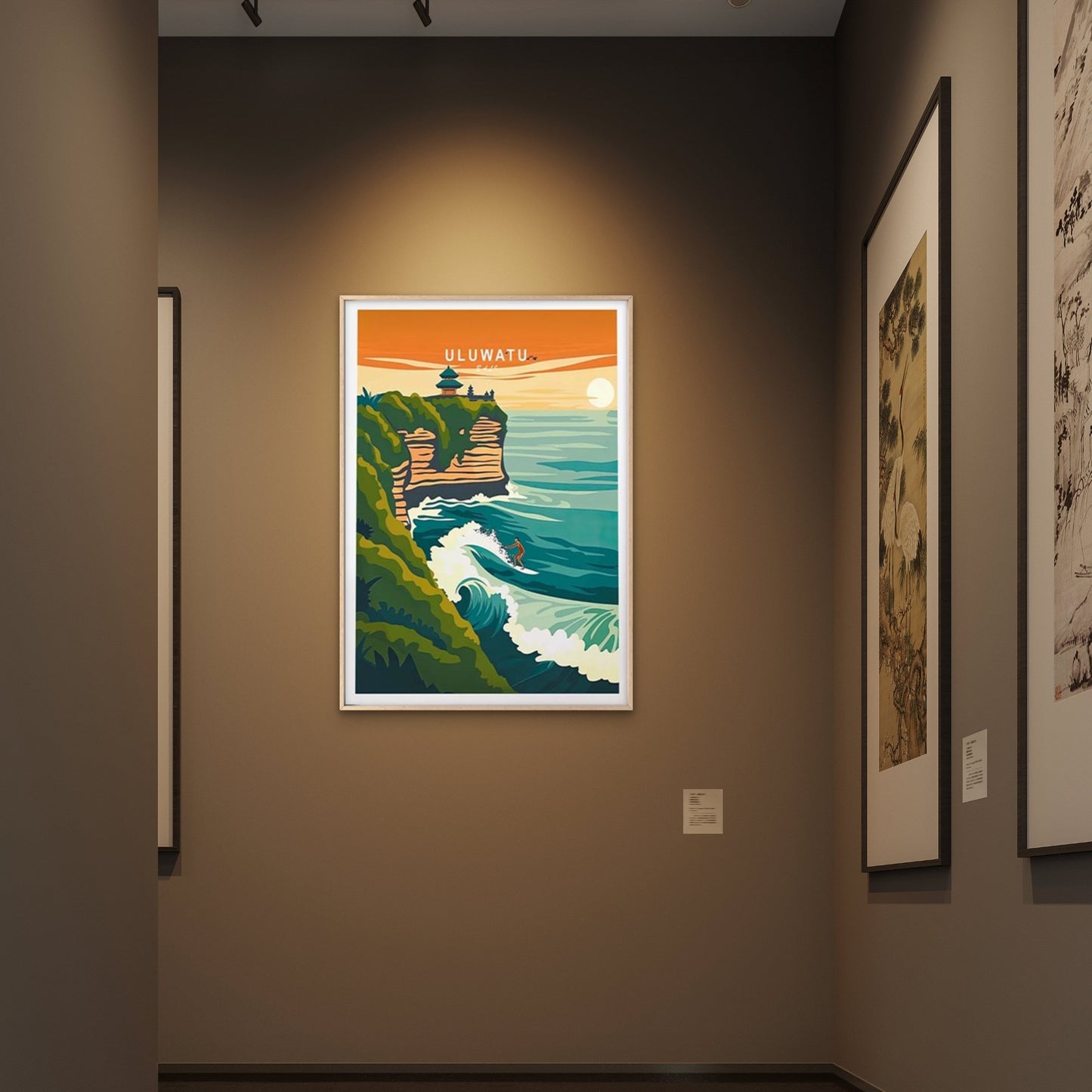Uluwatu Bali Beach, Surfing in Big Waves Travel Poster Print Wall Art - Bella Home Decor