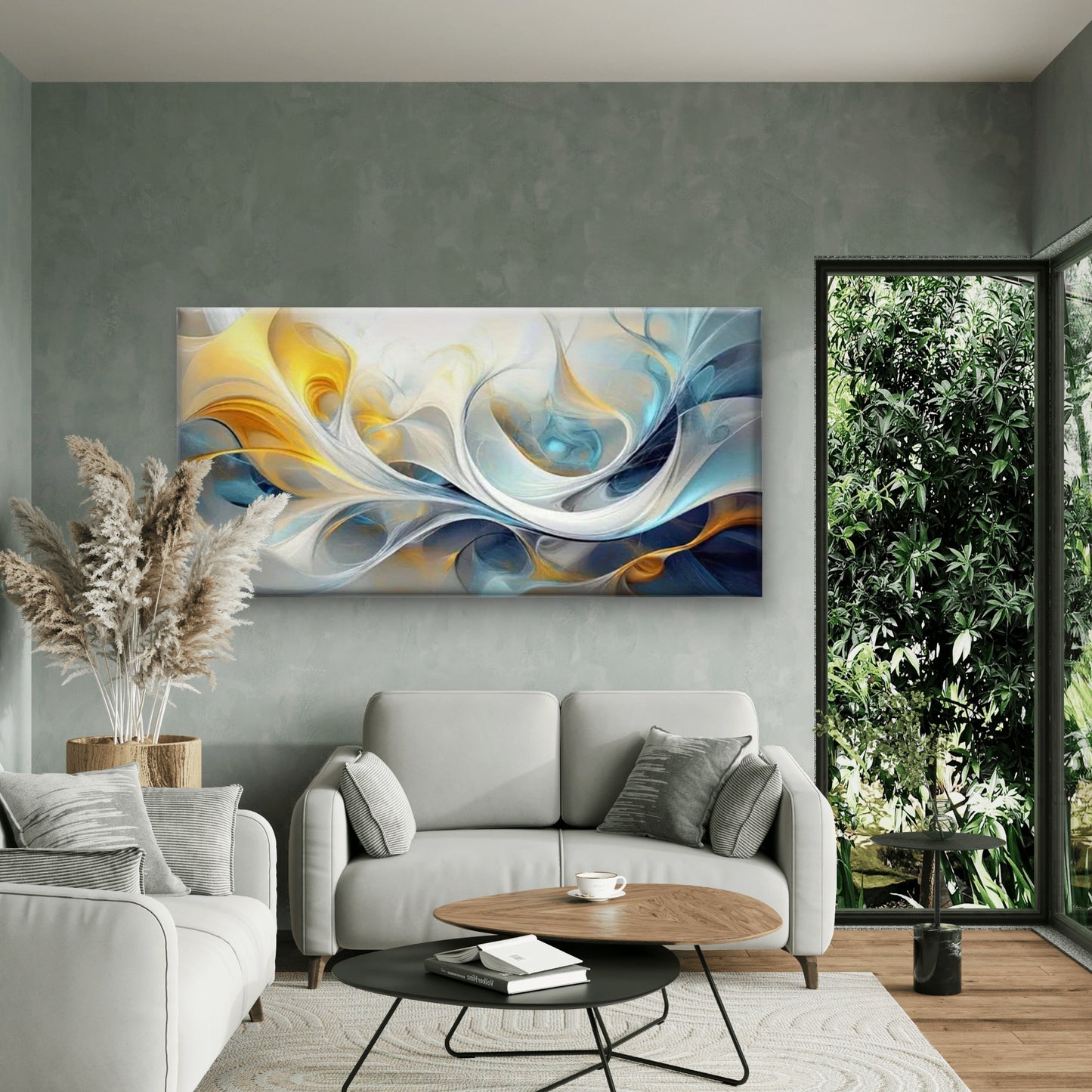 Abstract Flowing Colors Wall Art Canvas Office Home Room Framed 120x60cm