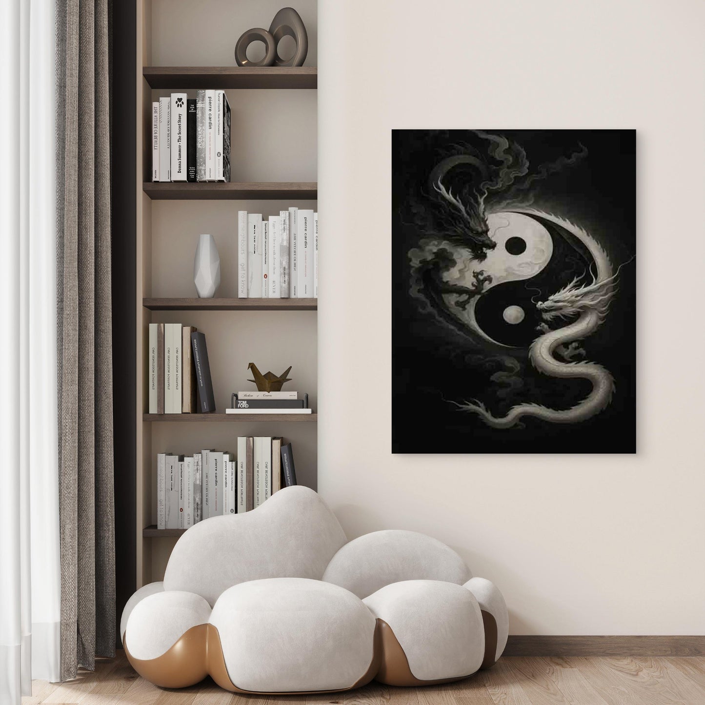 Yin Yang Dragons Art 40x60cm Metal Print Ready to Hang
