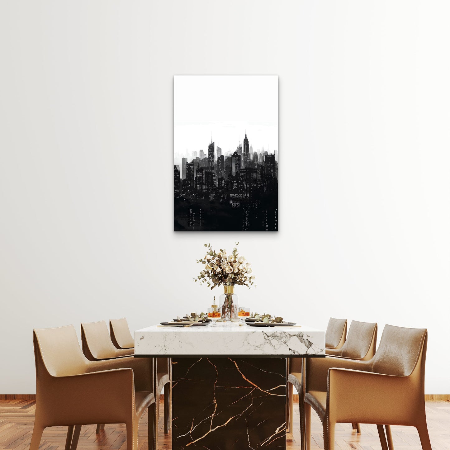 New York NYC Skyline Cityscape Black 40x60cm Metal Print Ready to Hang