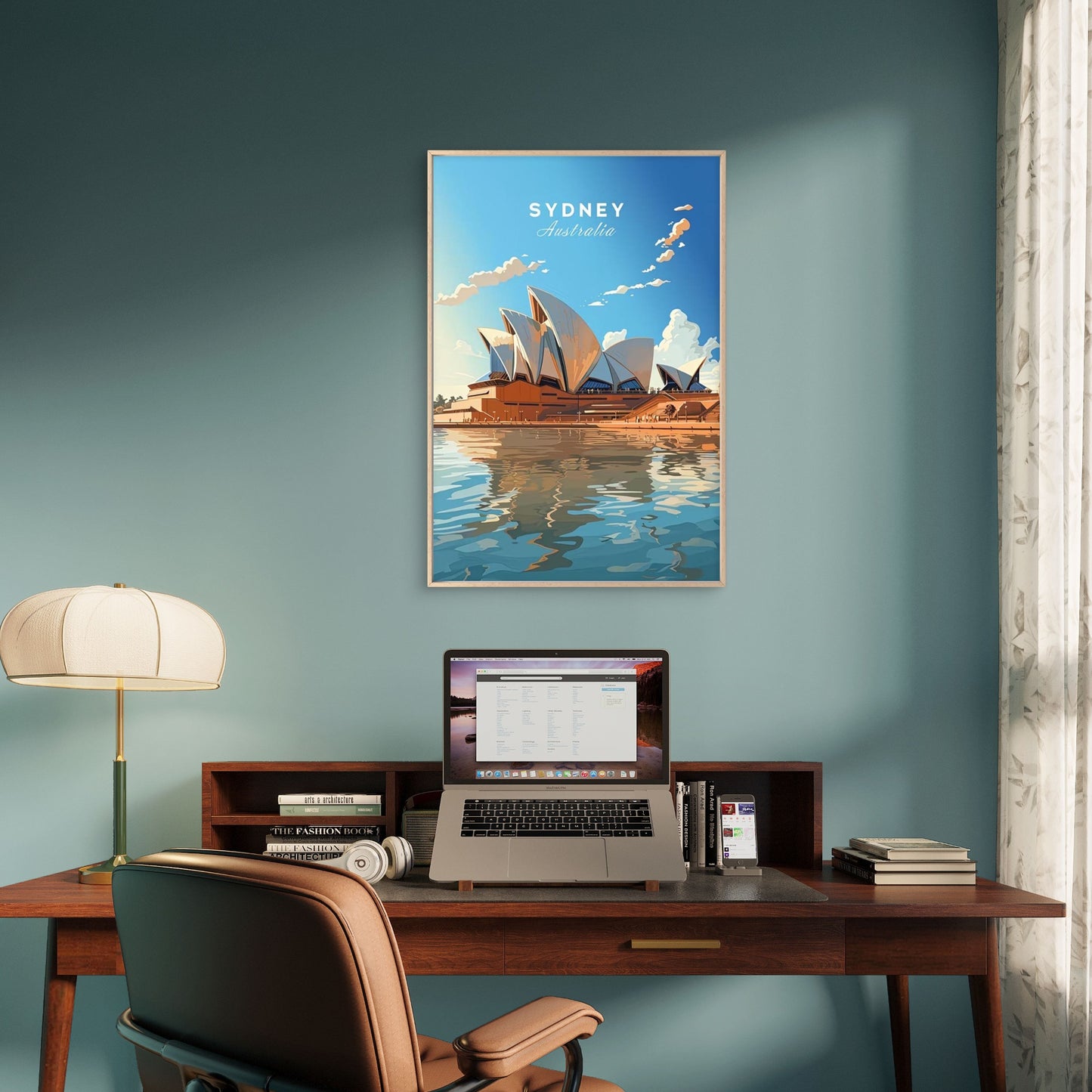Opera House & Harbour Bridge Travel Poster Print Wall Art - Bella Home Decor