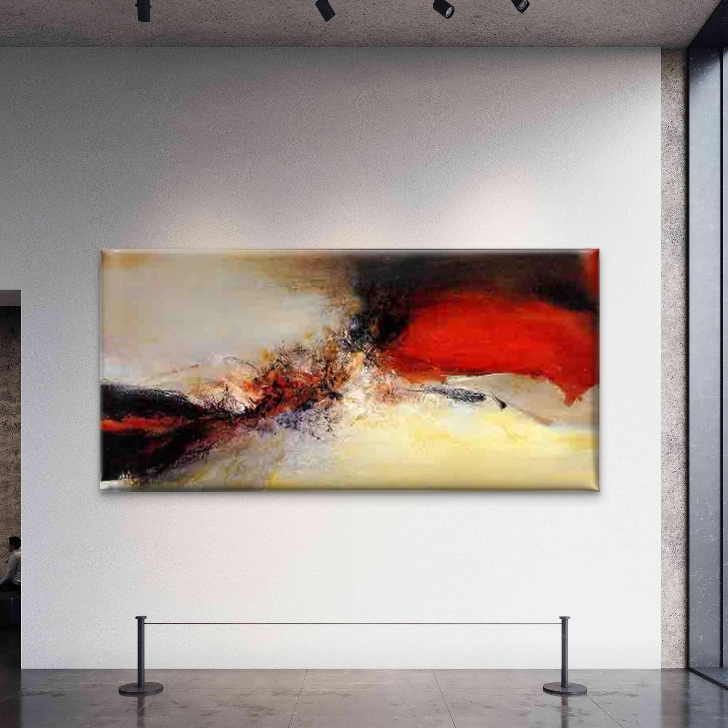 Vibrant Swirls of Red, Black, Wall Art Canvas Office Home Room Framed 120x60cm - Bella Home Decor