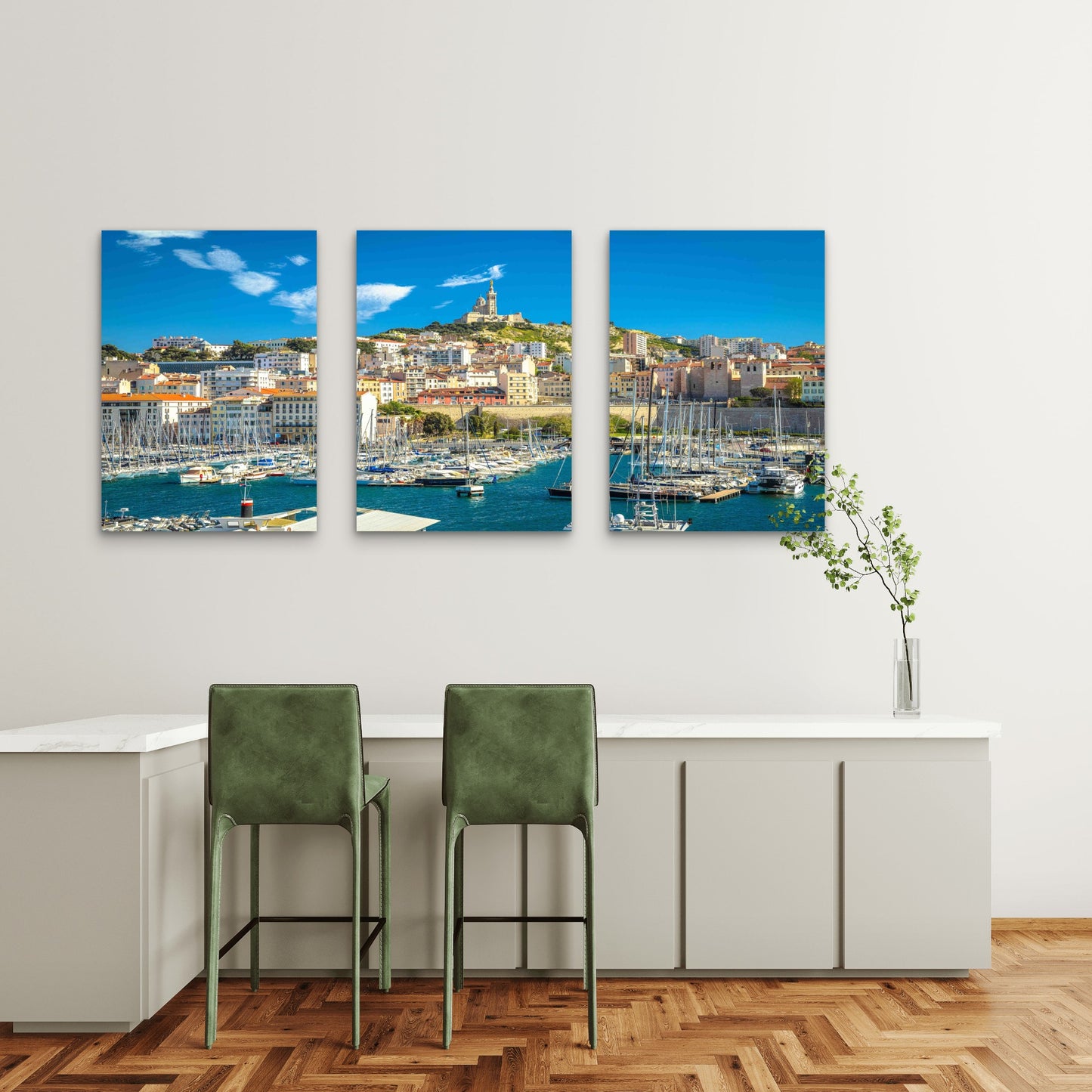 3pcs Bastion Over Mediterranean Waters Metal Print Ready to Hang Art