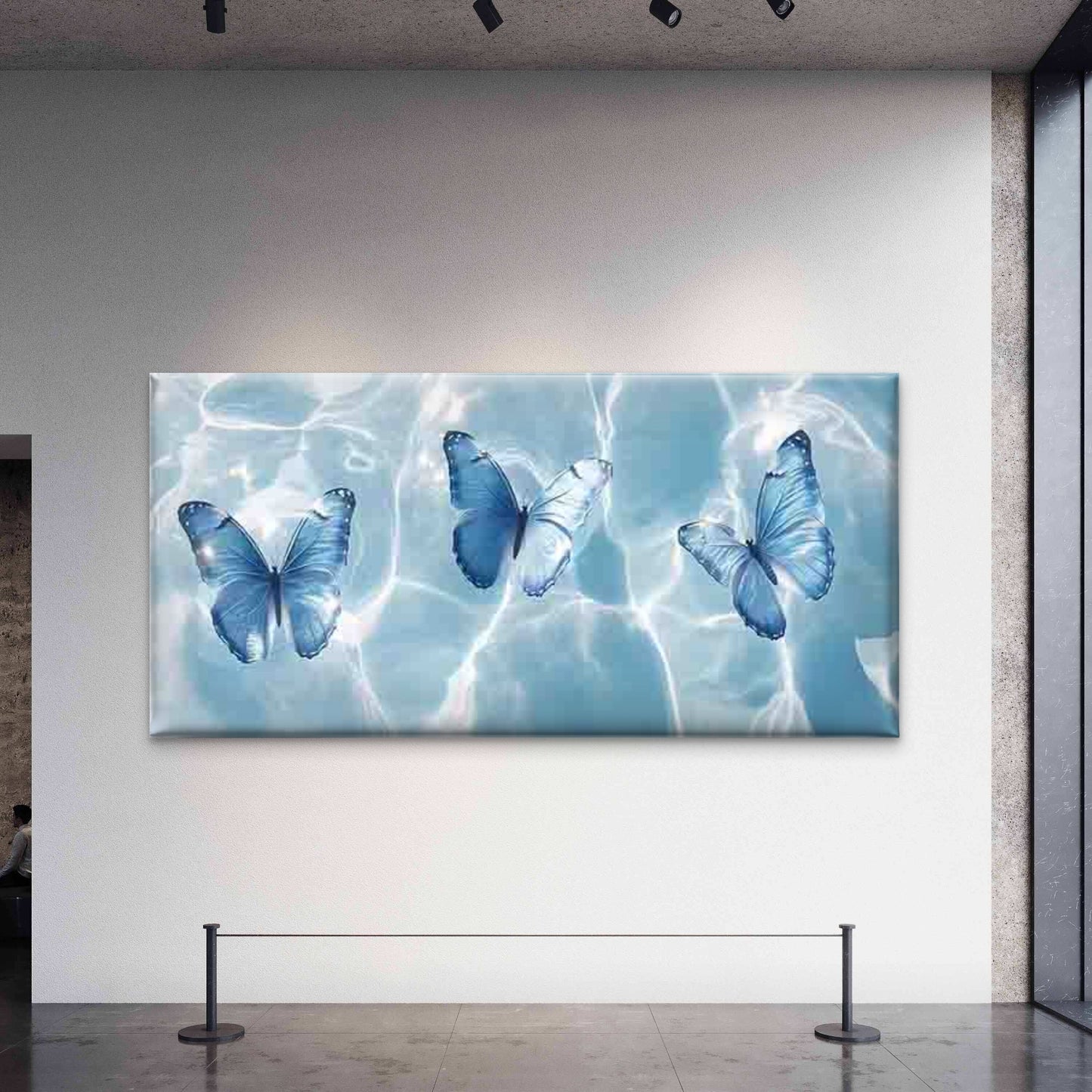 Classic Blue Butterfly Wall Art Canvas Office Home Room Framed 120x60cm - Bella Home Decor
