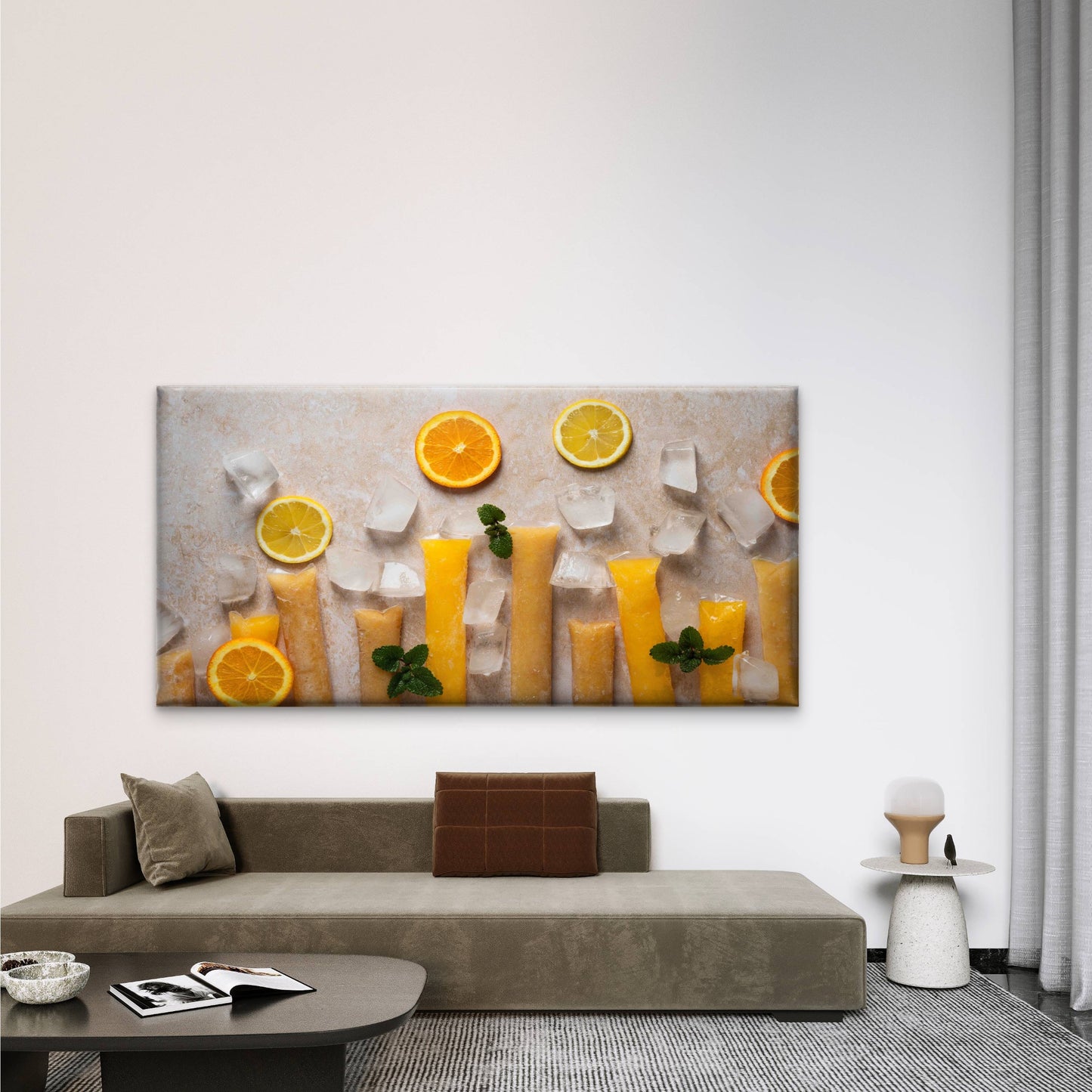 Refreshing Orange Ice Pops Wall Art Canvas Office Home Room Framed 120x60cm