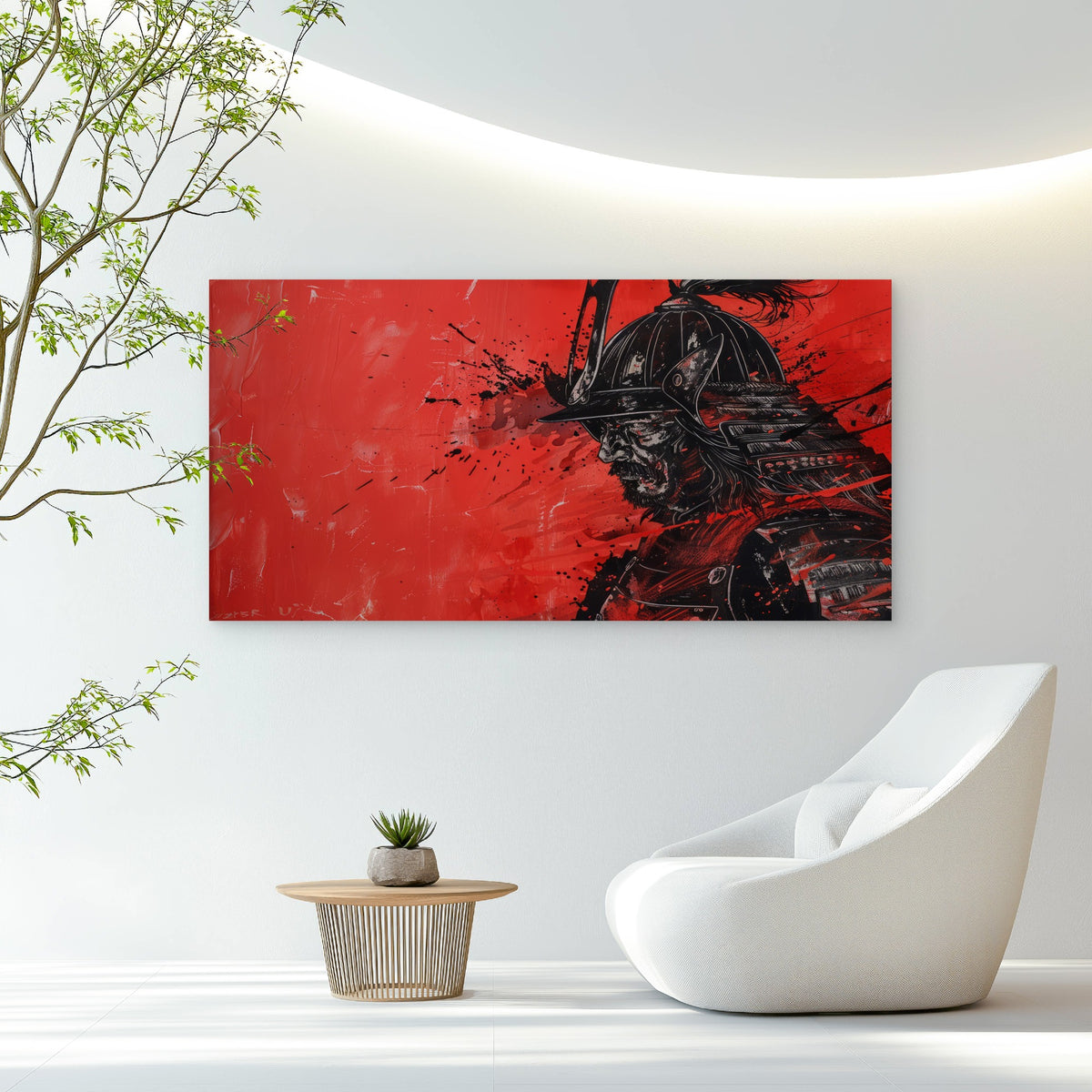 The Crimson Warrior Spirit Wall Art Canvas Office Home Room Framed 120x60cm