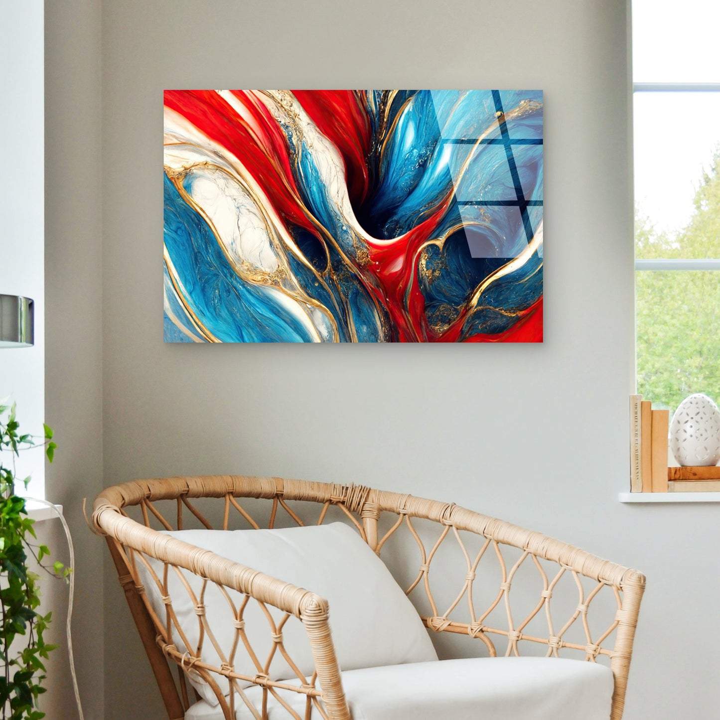 Abstract Fluid Crimson Teal Ink Swirl Acrylic Glass Printing Wall Art Australian Made Quality