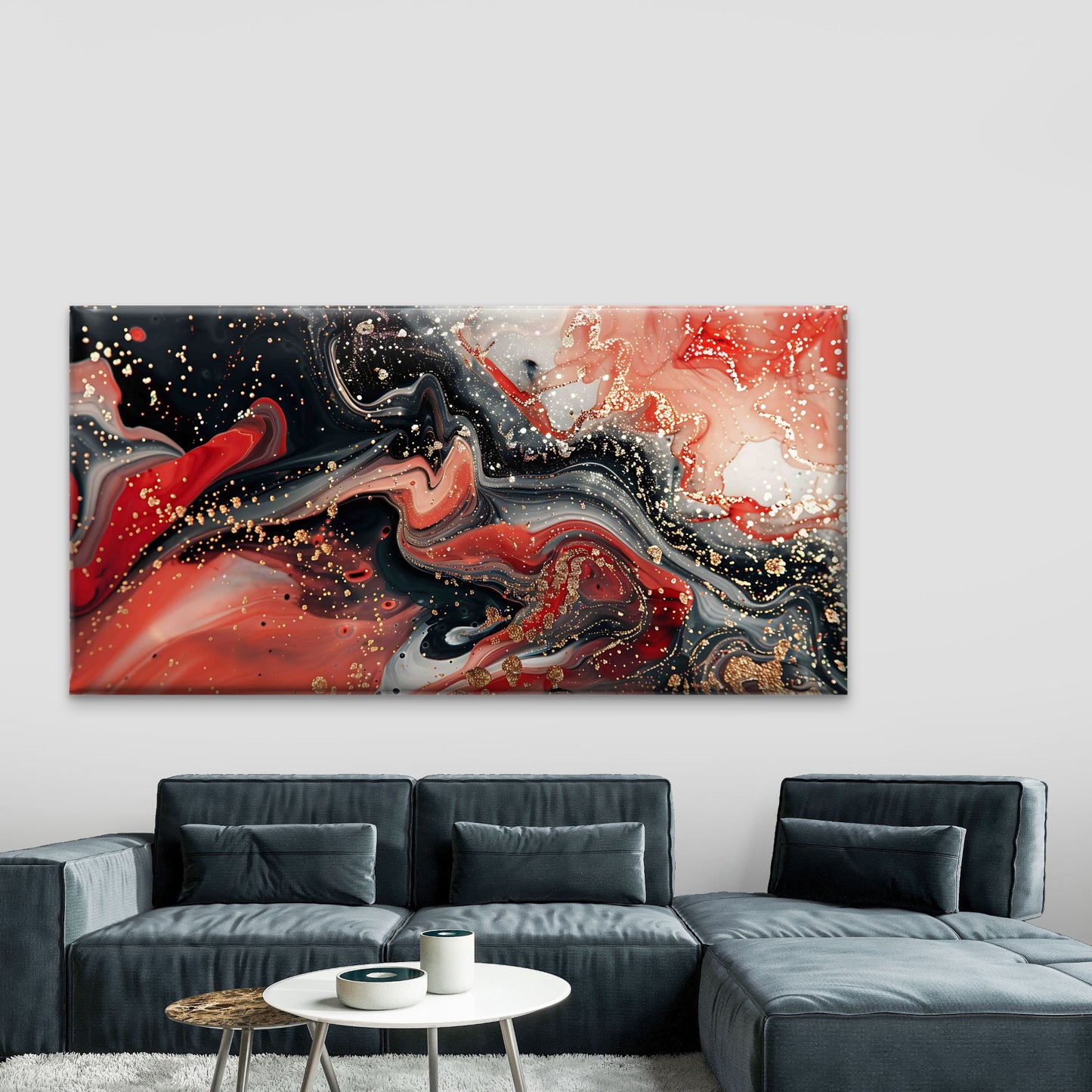 Elegant Abstract Marble Pattern Wall Art Canvas Office Home Room Framed 120x60cm