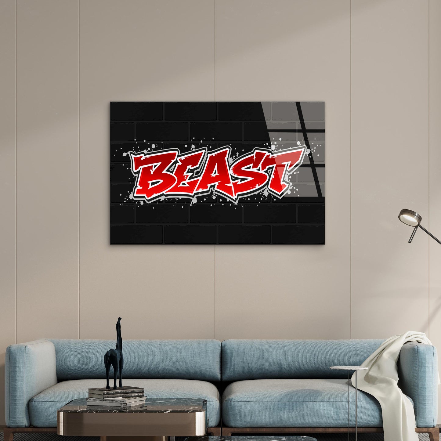 Graffiti Beast Brick Red Acrylic Glass Printing Wall Art Australian Made Quality