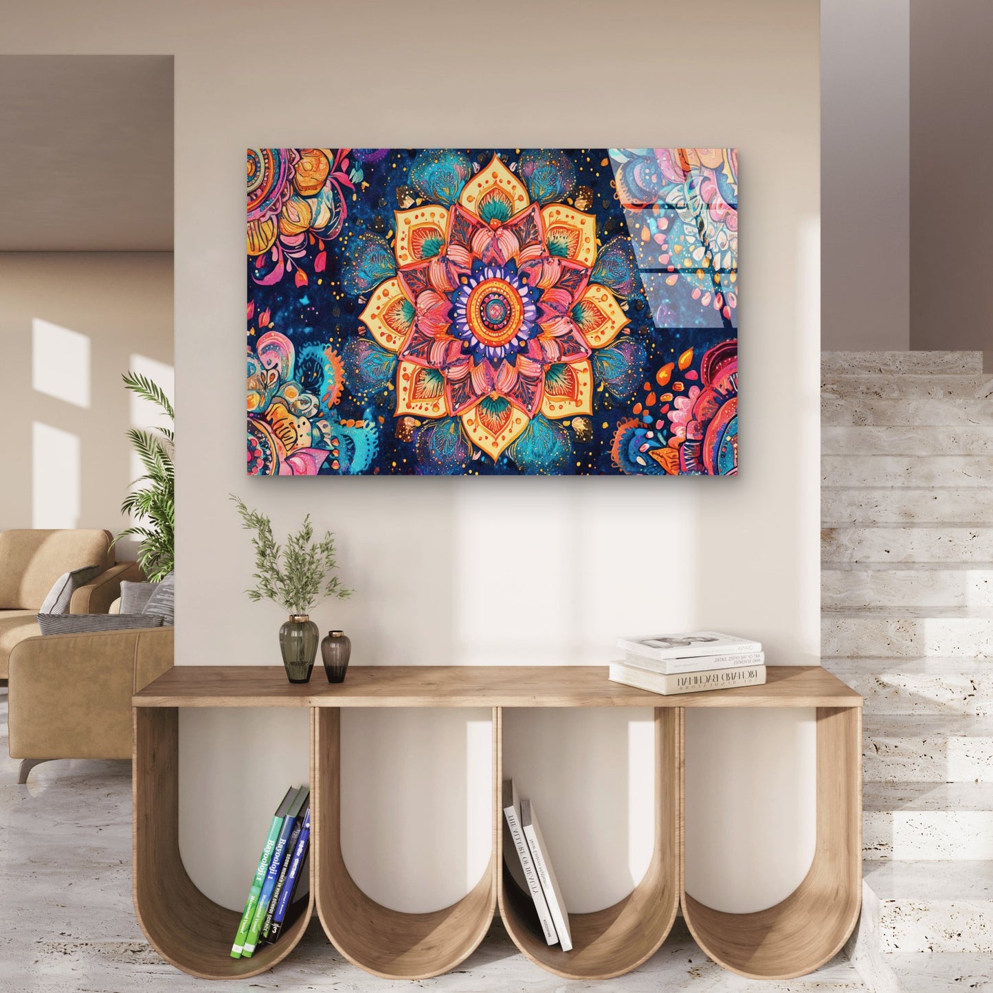 Boho Mandala Geometric Floral Acrylic Glass Printing Wall Art Australian Made Quality