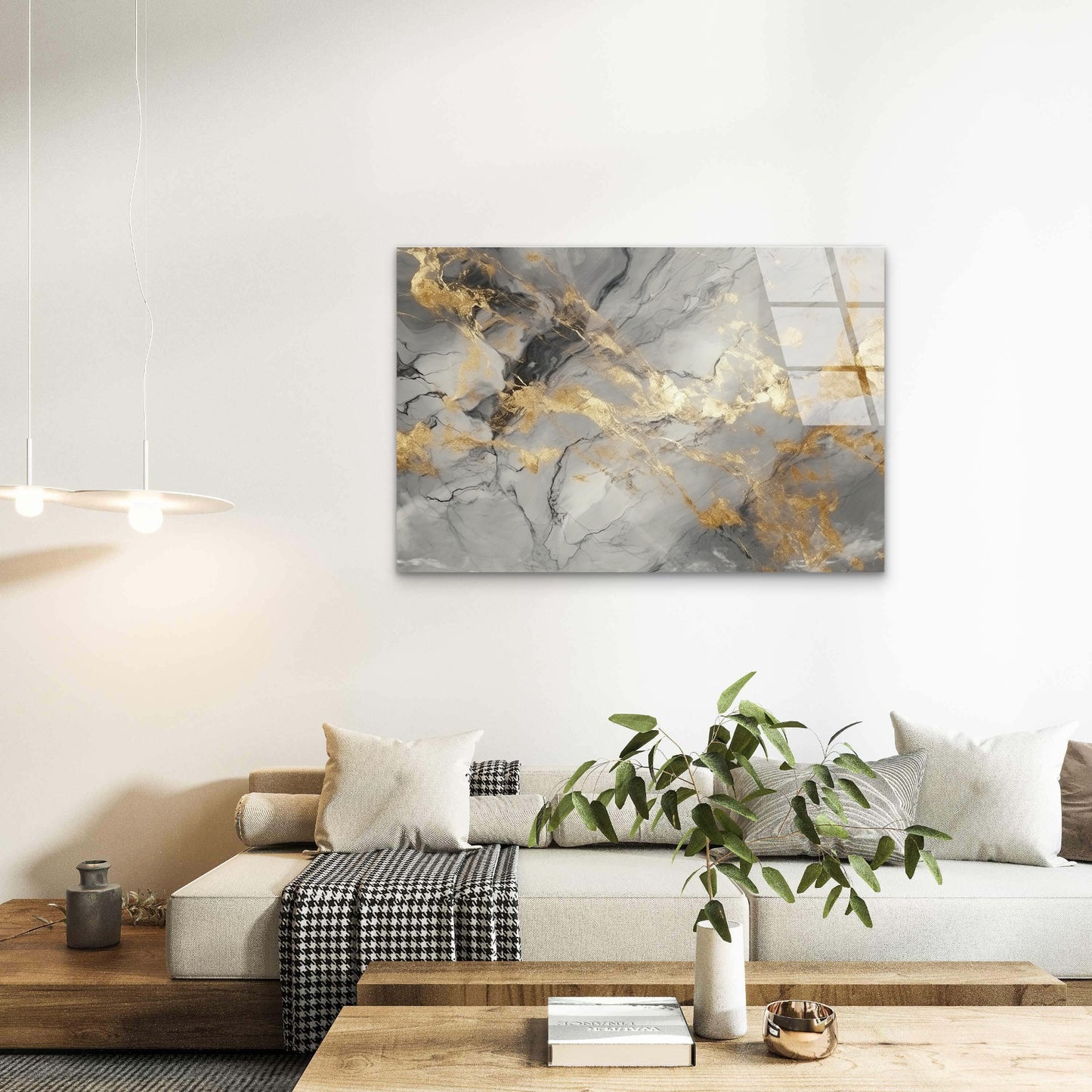 Grey White Gold Marble Fluid Ink Acrylic Glass Printing Wall Art Australian Made Quality