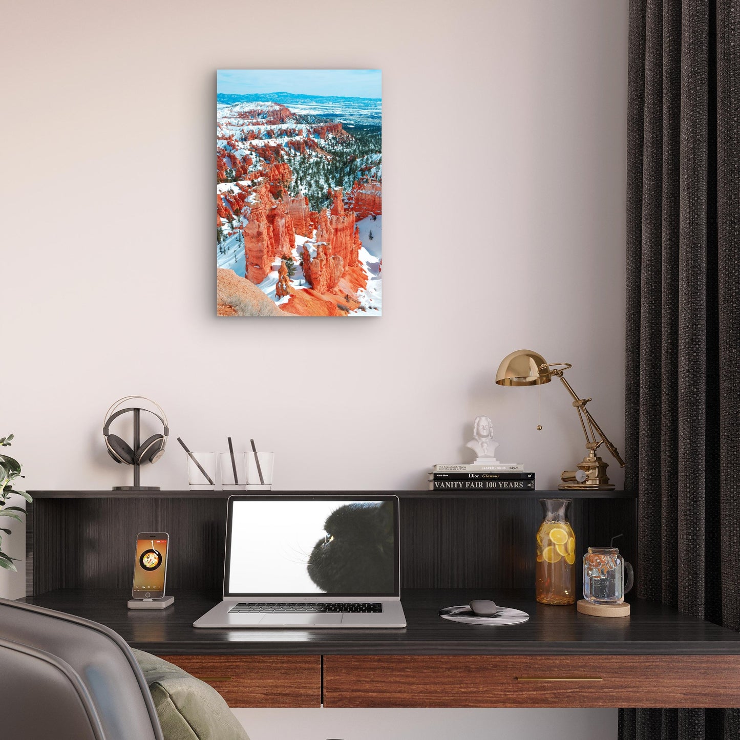 USA Bryce Canyon Winter Hoodoos Red 40x60cm Metal Print Ready to Hang