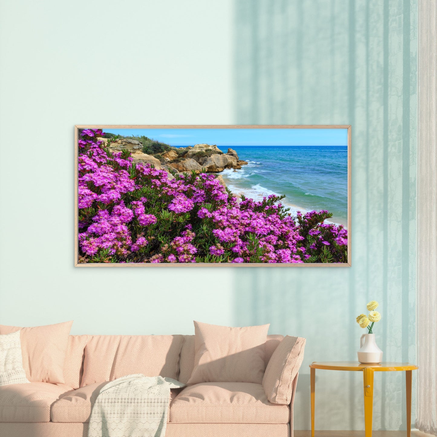 Atlantic Rocky Coast View Wall Art Canvas Office Home Room Framed 120x60cm