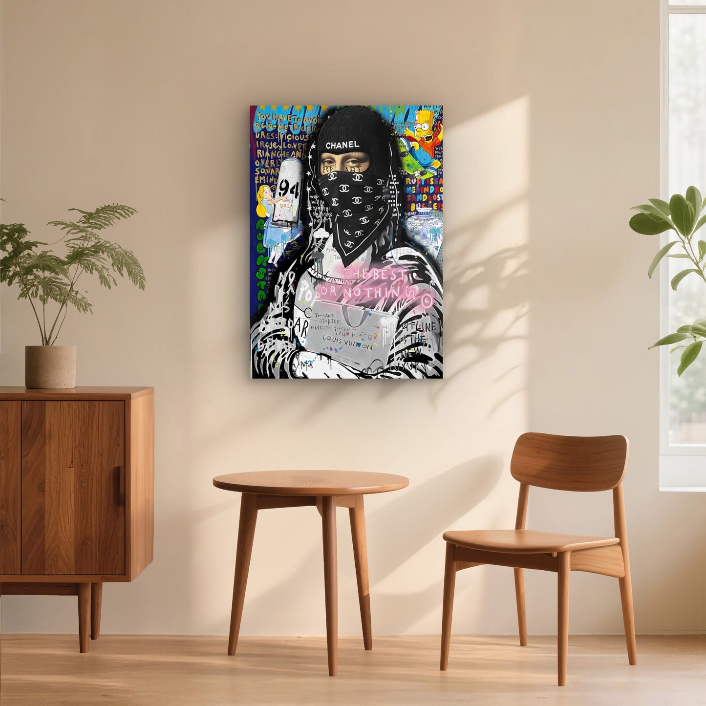 Graffiti Masked Rebel Standing Quietly 40x60cm Metal Print Ready to Hang