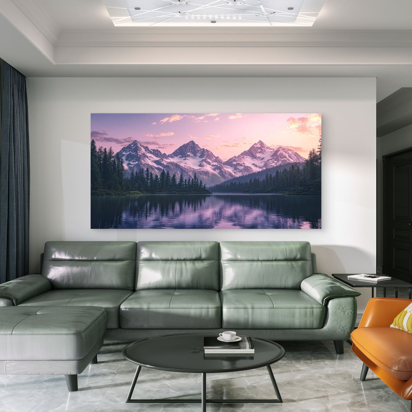 Mountain Lake at Sunset Wall Art Canvas Office Home Room Framed 120x60cm - Bella Home Decor