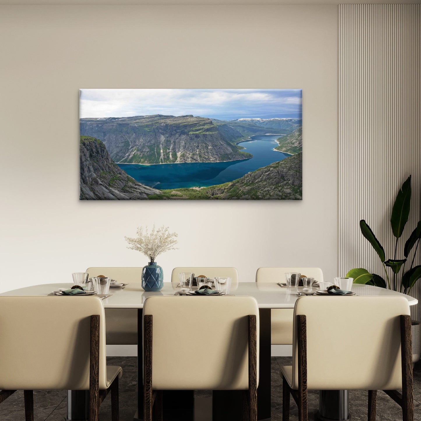 Mountain Blue Lake Landscape Wall Art Canvas Office Home Room Framed 120x60cm