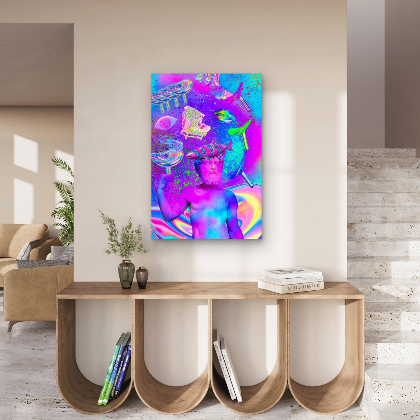 Psychedelic Dream Of The Ancient Bust 40x60cm Metal Print Ready to Hang