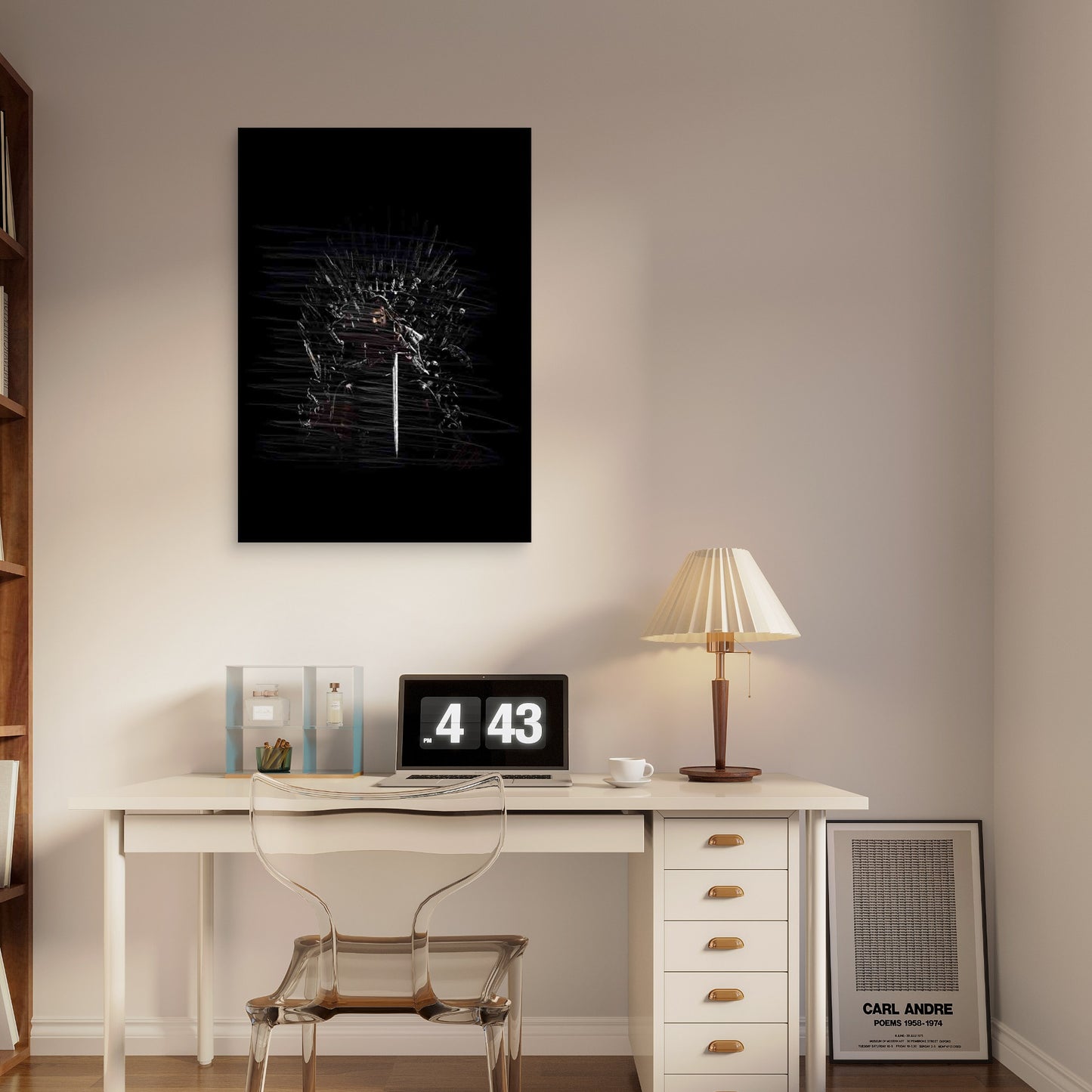 Dark King Seated on Sword Throne 40x60cm Metal Print Ready to Hang