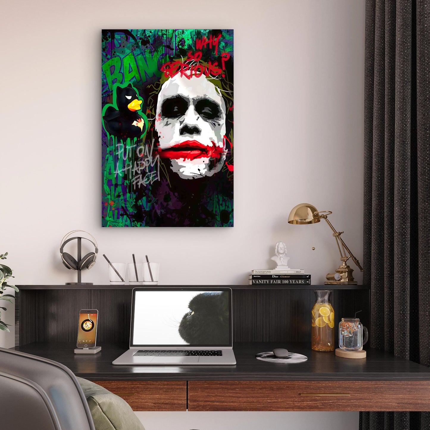Dark Clown Street Art 40x60cm Metal Print Ready to Hang